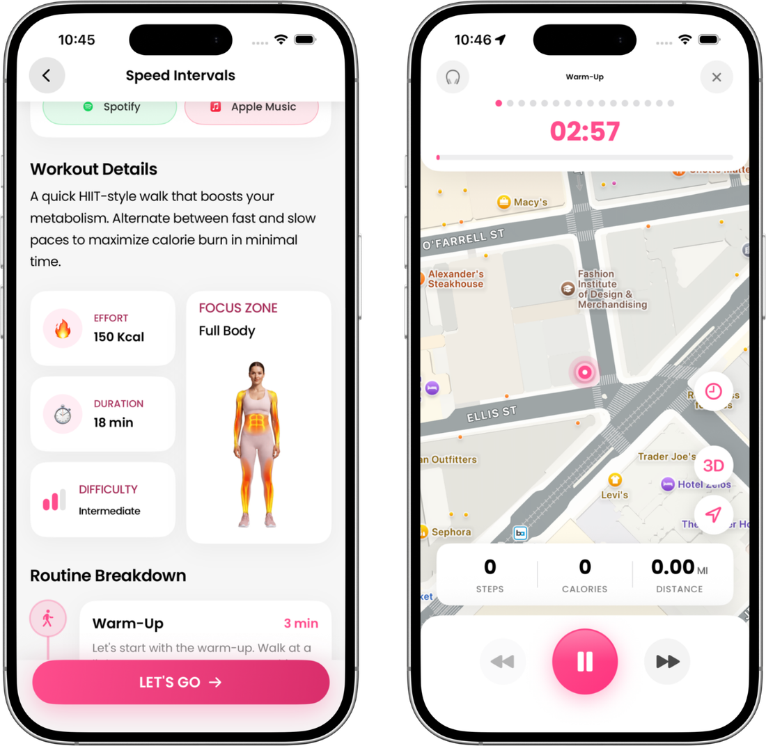 A Girl Walk workout and live GPS tracking