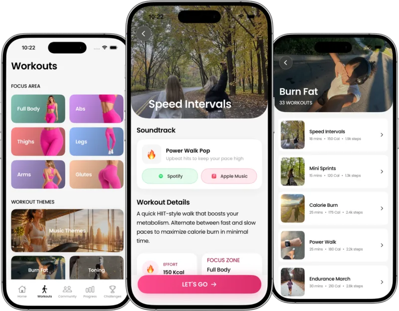 Girl Walk workouts in the app